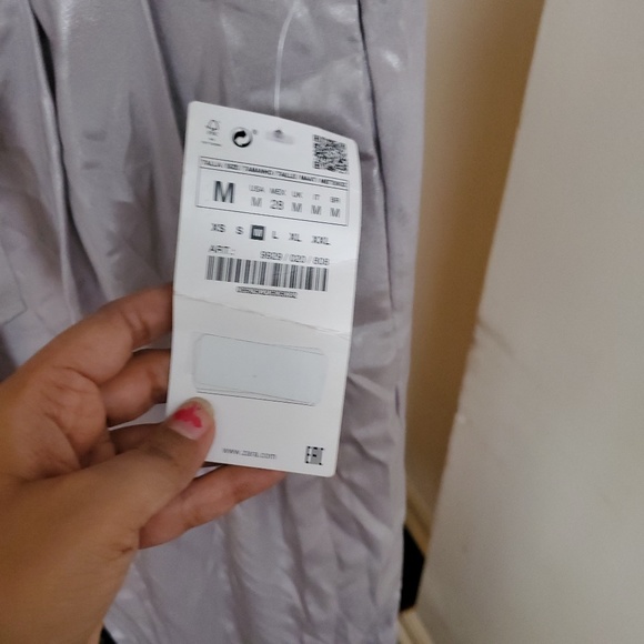 NWT Zara Silver Metallic Culottes Cropped Pants - Picture 3 of 5